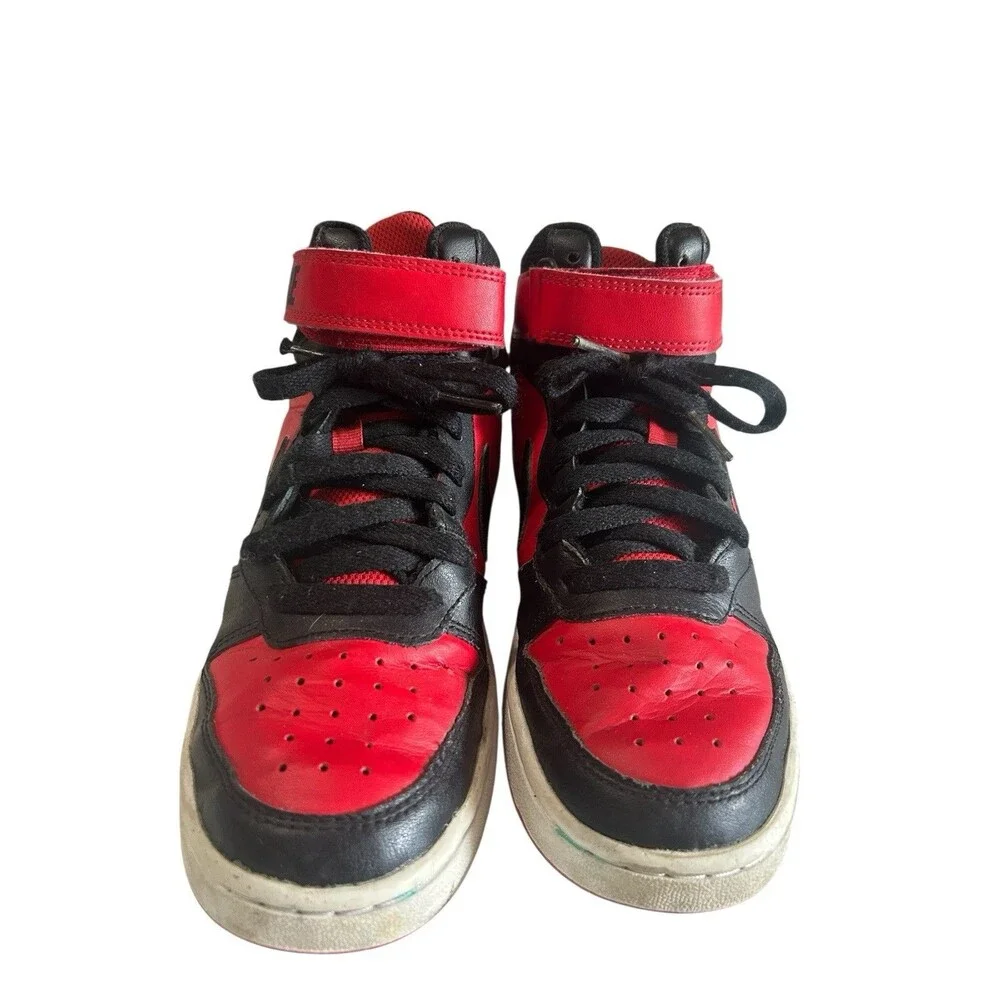 Nike Boys Court Borough Mid 2 CD7782-602 Leather Red Basketball Sneakers 5Y